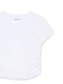 Cropp Koszulki, Topy*Biała prążkowana bluzka biały