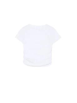 Cropp Koszulki, Topy*Biała prążkowana bluzka biały