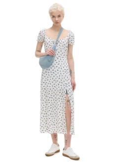 Cropp Sukienki, Kombinezony*Biała sukienka midi w kwiaty biały