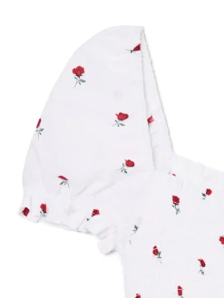 Cropp Sukienki, Kombinezony*Biała sukienka mini z bufiastymi rękawami biały