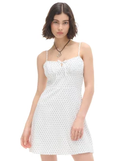 Cropp Sukienki, Kombinezony*Biała sukienka w groszki biały