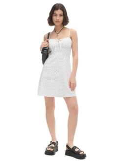 Cropp Sukienki, Kombinezony*Biała sukienka w groszki biały