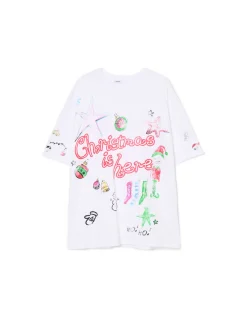 Cropp Ubrania Świąteczne|Koszulki, Topy*Biała świąteczna koszulka biały