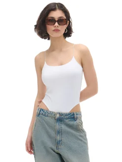 Cropp Koszulki, Topy*Białe body na ramiączkach biały