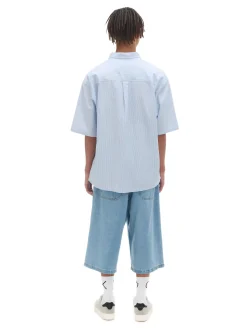 Cropp Koszule*Biało-błękitna koszula z krótkim rękawem niebieski