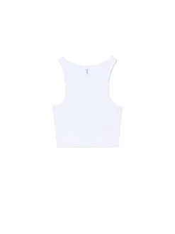 Cropp Koszulki, Topy*prążkowany top na ramiączkach biały