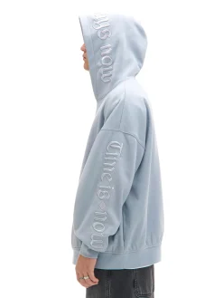 Cropp Bluzy*Błękitna bluza z kapturem i naszywkami błękitny