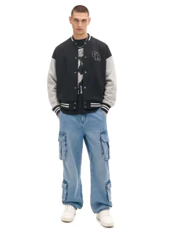 Cropp Bluzy*Bluza college na zatrzaski czarny