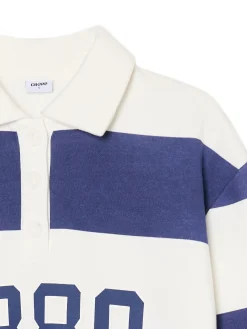 Cropp Bluzy*Bluza w paski z aplikacją kremowy