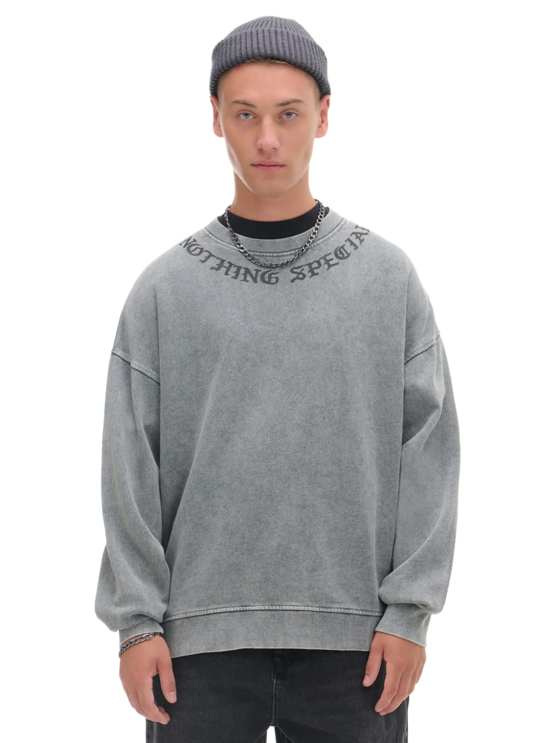 Cropp Bluzy*Bluza z efektem sprania i napisem jasnyszary