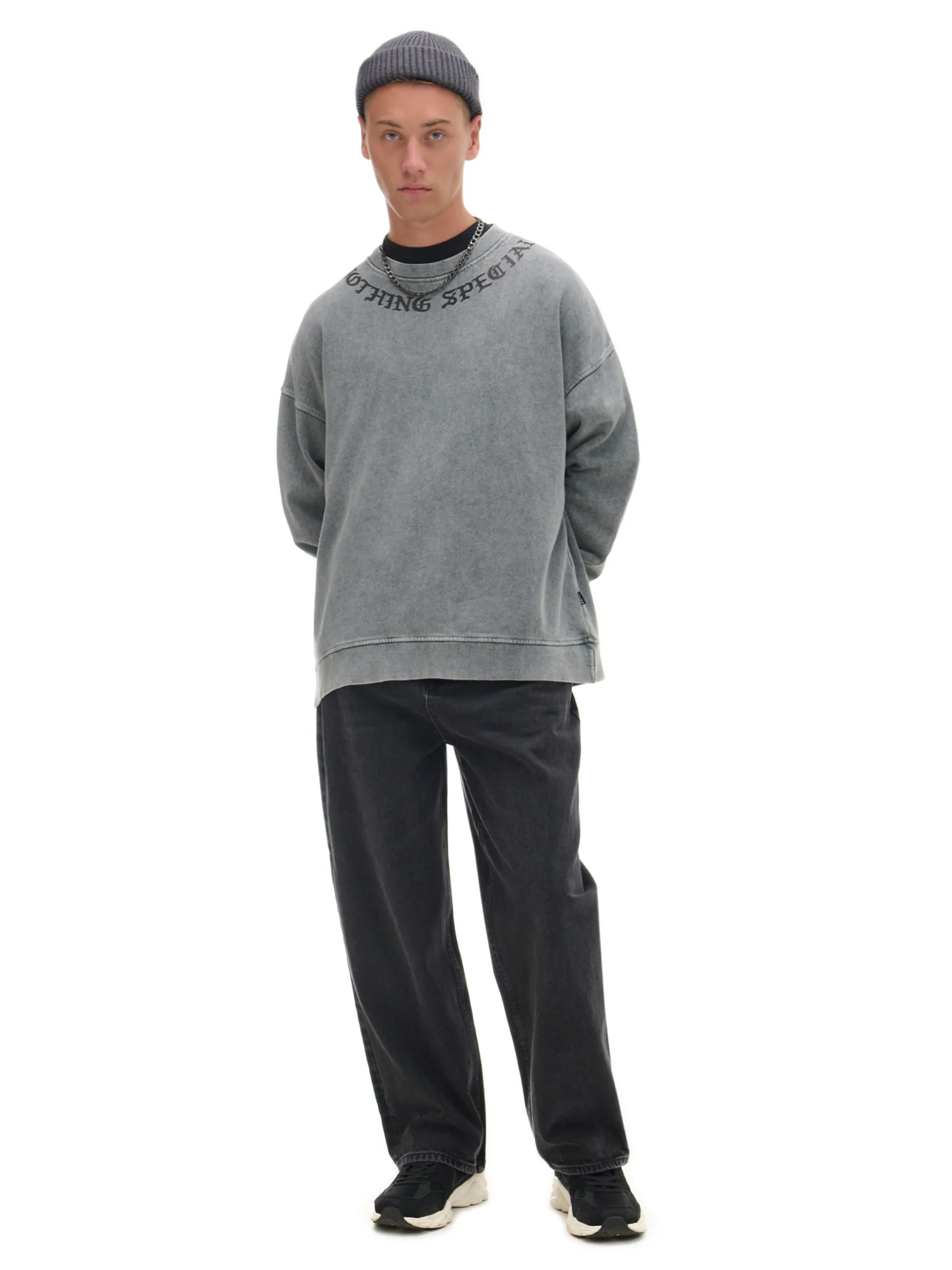 Cropp Bluzy*Bluza z efektem sprania i napisem jasnyszary