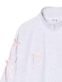 Cropp Bluzy*Bluza ze stójką i kokardami jasnyszary