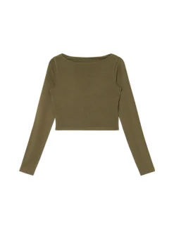 Cropp Koszulki, Topy*Bluzka longsleeve z wiskozą brązowy