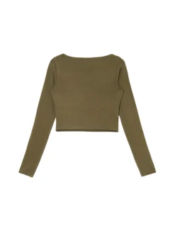 Cropp Koszulki, Topy*Bluzka longsleeve z wiskozą brązowy