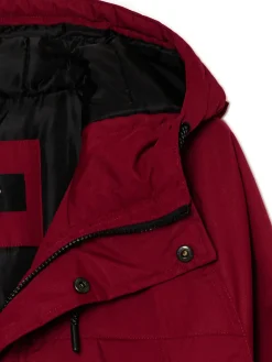 Cropp Kurtki Zimowe|Kurtki, Płaszcze*Bordowy płaszcz z kapturem kasztanowy