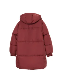Cropp Kurtki, Płaszcze*Bordowy pikowany płaszcz z kapturem kasztanowy