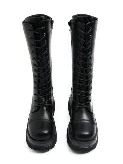 Cropp Botki, Trzewiki*Botki z imitacji skóry na platformie czarny