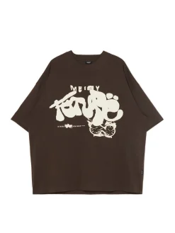 Cropp Koszulki*Brązowa koszulka z nadrukiem i aplikacją brązowy