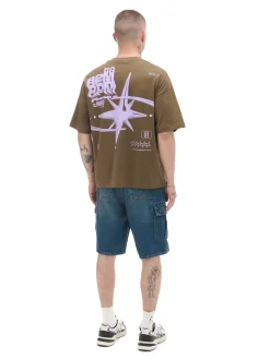 Cropp Koszulki*Brązowa koszulka z nadrukiem brązowy