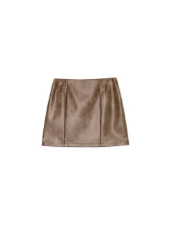 Cropp Spódnice*Brązowa spódniczka mini z imitacji skóry brązowy