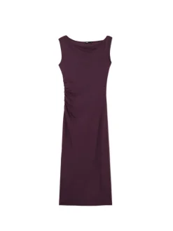 Cropp Sukienki, Kombinezony*Burgundowa sukienka maxi z marszczeniem fioletowy