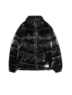 Cropp Kurtki Zimowe|Kurtki, Płaszcze*Błyszcząca kurtka puffer z kapturem czarny