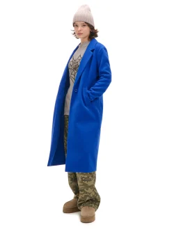 Cropp Kurtki, Płaszcze*Chabrowy długi płaszcz niebieski