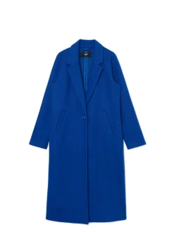 Cropp Kurtki, Płaszcze*Chabrowy długi płaszcz niebieski