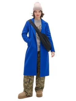 Cropp Kurtki, Płaszcze*Chabrowy długi płaszcz niebieski