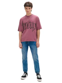 Cropp Jeansy*Ciemnoe jeansowe joggery niebieski