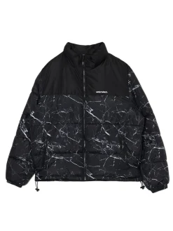 Cropp Kurtki Zimowe|Kurtki, Płaszcze*Ciemnoszara kurtka puffer z nadrukiem szary