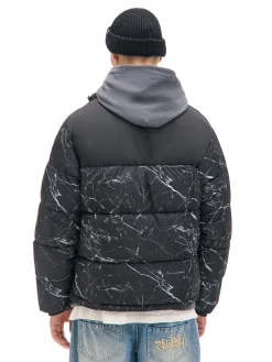 Cropp Kurtki Zimowe|Kurtki, Płaszcze*Ciemnoszara kurtka puffer z nadrukiem szary