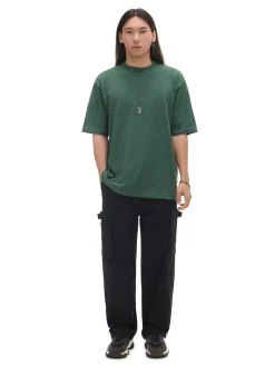 Cropp Koszulki*Ciemnozielona gładka koszulka zielony