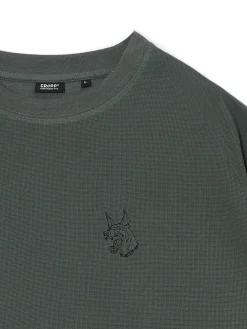 Cropp Koszulki*Ciemnozielona koszulka z naszywką zielony