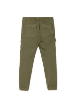 Cropp Spodnie*Ciemnozielone joggery basic z kieszeniami cargo zielony