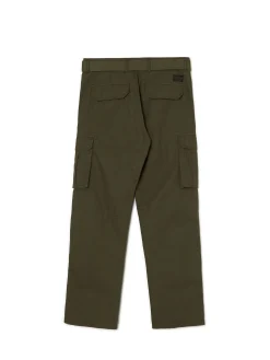 Cropp Spodnie*Ciemnozielone spodnie comfort z paskiem zielony