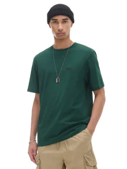 Cropp Koszulki*Ciemno T-shirt z haftem zielony