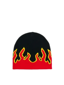 Cropp Czapki*Czapka beanie z nadrukiem płomieni czerwony