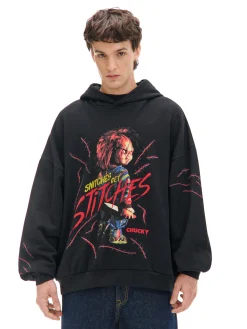 Cropp Bluzy*Czarna bluza hoddie z Laleczką Chucky czarny