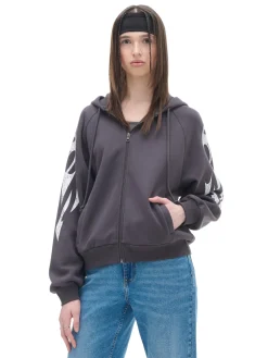 Cropp Bluzy*Czarna bluza hoodie z czaszkami szary