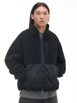 Cropp Bluzy*Czarna bluza sherpa czarny