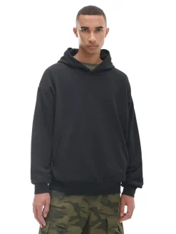 Cropp Bluzy*Czarna bluza z kapturem czarny