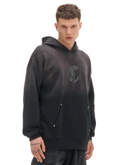 Cropp Bluzy*Czarna bluza z kapturem czarny