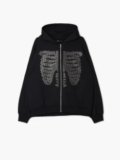 Cropp Bluzy*Czarna bluza z kapturem i aplikacją czarny