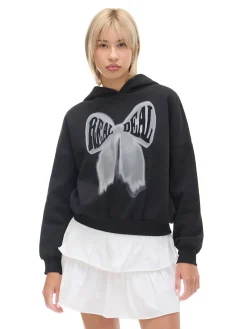 Cropp Bluzy*Czarna bluza z kapturem i nadrukiem czarny