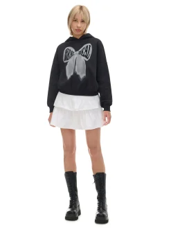 Cropp Bluzy*Czarna bluza z kapturem i nadrukiem czarny
