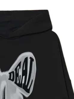 Cropp Bluzy*Czarna bluza z kapturem i nadrukiem czarny