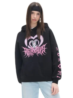 Cropp Bluzy*Czarna bluza z kapturem Kuromi czarny