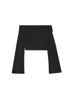 Cropp Koszulki, Topy*Czarna bluzka hiszpanka czarny