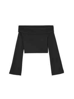 Cropp Koszulki, Topy*Czarna bluzka hiszpanka czarny